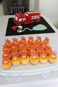 Might have to do this if I'm 'commissioned' to make the cake for the next DCFD#1 Volunteer's Appreciation Dinner again.  Except I'll have to figure out how to tint the frosting for the fire truck "American LaFrance Yellow" since our district isn't red.  Probably not a Wilton gel color for that...