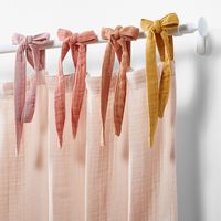 84" Pink Tie Muslin Organic Cotton Curtain Panel + Reviews | Crate and Barrel