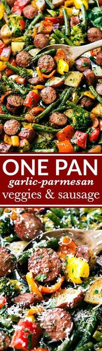 Healthy garlic parmesan roasted veggies with sausage and herbs all made andâ¦