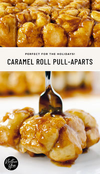 Caramel Roll Pull-Aparts. Simple pull-apart rolls made with frozen bread dough and topped with a gooey caramel sauce. Save this recipe! Perfect for the holidays.