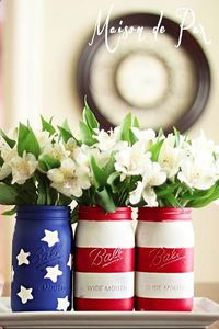 American flag mason jars - great for forks, spoons & knives for 4th of July, Labor Day and Memorial Day parties