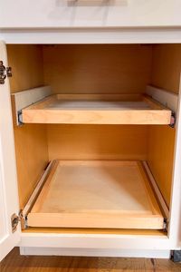 Since we've moved into this house I've been frustrated with the lower cabinets in our kitchen. There is a lot of space, but it is so hard to get to anything. I knew I wanted to install cabinet pullout drawers for two of the lower cabinets so we could better utilize this space. Let me show you how I did this simple project!