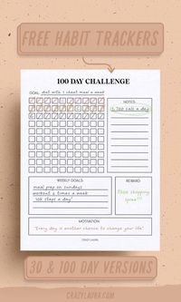 Looking for and easy way to make or break a habit? Check out these free challenge tracker printables that come with two different versions!