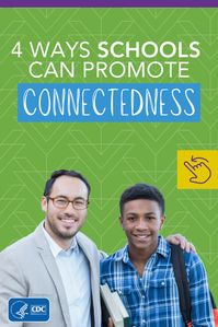 Research shows that school connectedness boosts students’ mental health and may have positive, long-lasting effects on their physical health & education. Schools can promote connectedness by incorporating activities like physical education, school meal programs, and health services for chronic health conditions. Schools can use CDC’s Whole School, Whole Community, Whole Child (WSCC) model for policies & practices that will improve school connectedness for better student health and well-being.