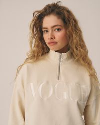 Felpa VOGUE crema con zip e logo | VOGUE Whites – VOGUE Collection Italia