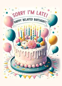 Sorry i'm late - birthday card #greetingcards #printable #diy #birthday #belated