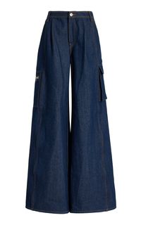 Lara Denim Wide-Leg Cargo Pants by BRANDON MAXWELL Now Available on Moda Operandi