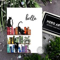 Bookshelf Hello | Card created by Jessica Frost-Ballas for Hero Arts