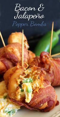 Jalapeño Popper Bombs! These cheesy, spicy bacon appetizers are perfect for game day and are ready to eat in only 20 minutes. We will be making these to watch the Super Bowl for sure! #recipes #stepable #appetizers