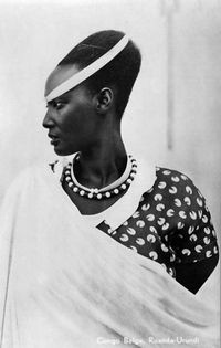 Africa | Princess Emma Bakayishonga, the sister of the Watussi king Mutara III Rudahigwa. ca. 1940 - 1950 || Scanned vintage postcard