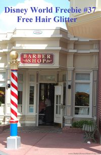 Disney World Freebie #14 - The Harmony Barber Shop on Main Street USA in the Magic Kingdom will often sprinkle children's hair with hair glitter for free - charges apply for other services - Colored hair gel is only $5. For more info, see: https://disneyworld.disney.go.com/events-tours/magic-kingdom/harmony-barber-shop/ For more freebies, see: http://www.buildabettermousetrip.com/disney-freebies/ #DisneyFreebie