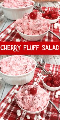 I love making Cherry Fluff Salad! It is a delicious dessert salad side dish full of fruit and whipped cream that everyone will enjoy.