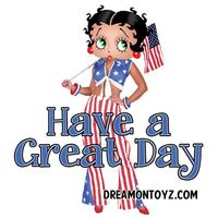 Have a Great Day -1,000's of Betty Boop images: http://bettybooppicturesarchive.blogspot.com/ AMD https://www.facebook.com/bettybooppictures   - Patriotic Betty Boop with American flag #Dreamontoyz.com
