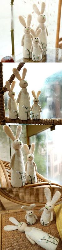 Handmade needle felted felting cute animal project bear bunny doll