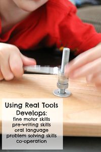 This simple to make activity is perfect for little builders and fix-its! Using tools is so full of learning and wonderful for toddlers and preschoolers development!