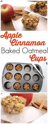 These Apple Cinnamon Baked Oatmeal Cups are a perfect portable oatmeal option! My kids love these and they are super healthy. It's so easy to mix this the night before and just bake it in the morning. Great easy breakfast recipe!