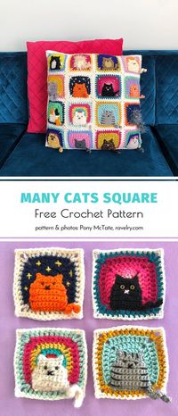 Kitty Granny Squares Free Crochet Patterns