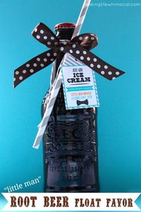 Just Add Ice Cream! {Making Life Whimsical} Little Man Baby Shower- Root Beer Float Favor #babyshowerfavor www.makinglifewhimsical.com