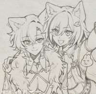 Art by: yaobeiesile (lofter) || Topaz x Aventurine cute furry fanart Honkai: Star Rail hsr lq icon pfp