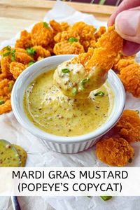 The perfect copycat recipe for Mardi Gras Mustard. Delicious served with shrimp, chicken fingers, salad dressing or barbecue. Pin this one to your favorite recipe board today!