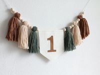 1st Boy Neutral High Chair Banner Earth Tones Yarn Tassel - Etsy