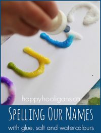 salt, glue and watercolour art - happy hooligans - name recognition