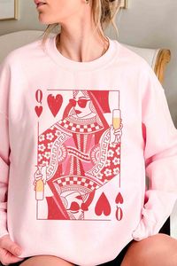 CHAMPAGNE QUEEN OF HEARTS Graphic Sweatshirt- Premium 8oz., 50/50 cotton/ polyester- Air jet yarn for softer feel and reduced pilling- Unisex sizing- Classic fit Style: CASUAL Print / Pattern: DTG Silhouette: SWEATSHIRT Fit: UNISEX Neck Line: CREWNECK Sleeve: LONG SLEEVE Fabric Contents: 50% COTTON, 50% POLYESTER Stretch fabric Non-sheer fabric Care Instructions: MACHINE WASH COLDLINE DRYSize Measurement (inch): S: 20.0 (Bust), null (Waist), null (Hips), 27.0 (Length) M: 22.0 (Bust), null (Waist), null (Hips), 28.0 (Length) L: 24.0 (Bust), null (Waist), null (Hips), 29.0 (Length)
