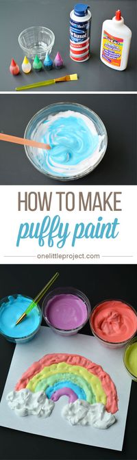 How to Make Puffy Paint - This was such a fun and EASY craft for the kids to do! They loved the texture and had so much fun mixing everything together!