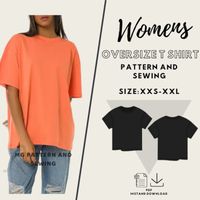 Women's Oversize T-Shirt Pattern PDF (Sizes XXS-XXL) - Basic Skill Level This digital sewing pattern is perfect for creating an oversized t-shirt. Whether you're a beginner or an experienced sewer, you'll find the step-by-step illustrated instructions easy to follow.   Step by step illustrated explanation Clean and understandable pattern Beginner Pattern Details: Instant Download: Get the pattern instantly and print it on A4 size paper using your home printer. Provides clear guidance on printing