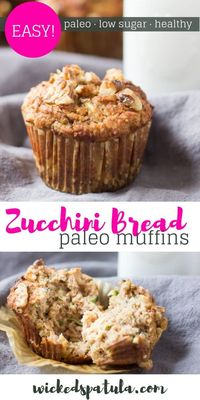 These Paleo Zucchini Bread Muffins make a wonderful breakfast or snack anytime of the year! #wickedspatula #paleo #breakfast #muffins #zucchinibread