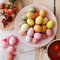 Use these all-natural dye recipes made from household ingredients to create Easter eggs in beautifully subdued shades. Leave eggs soaking in the dye in the refrigerator overnight for the richest colors.