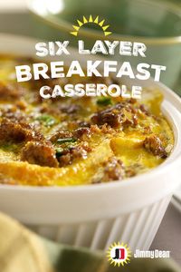 This Six Layer Breakfast Casserole recipe is layers and layers of deliciousness on deliciousness. The Tex-Mex popping flavors of Jimmy Dean Premium Hot Pork Sausage with signature seasonings, jalapeños and cheese is sure to be a favorite.