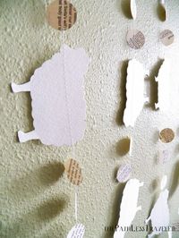 Sheep and Vintage Book Circles - lamb garland, custom colors available