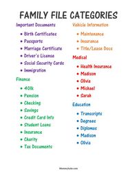 family filing categories