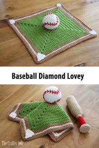 My brother and sister-in-law recently had a baby boy and since his nursery has a baseball theme, I decided to make him a baseball diamond lovey blanket! I think it turned out really cute! The best part was that I was able to use my Mini Baseball pattern that I created as part of my exclusive Baby Sports Bag Playset to make the ball in the center of the blanket - it was the perfect size for the lovey! I love when I can reuse my patterns to make a totally new project.