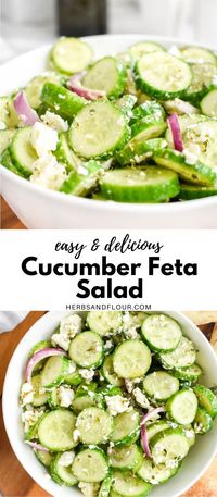 This light, refreshing Cucumber Feta Salad is the perfect side salad. This healthy salad is made with simple ingredients in one bowl. Simple, fresh and delicious!