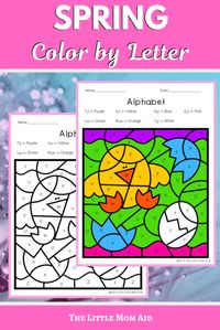 Spring Color by Letter Worksheets - The Little Mom Aid