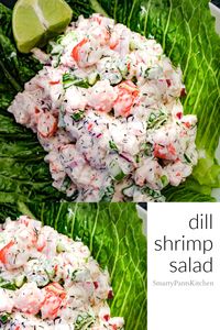 Cold shrimp salad recipe that's healthy, quick and easy! With a light citrus-dill sauce! Healthy summer salad!  #shrimpsalad #healthyshrimpsalad #easyshrimprecipes #summersalads