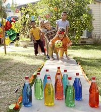 Break glowsticks in the bottles for lawn bowling at night