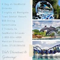 Experience SeaWorld Orlando's marine wonders and thrilling rides on a 3-night stay at Westgate Town Center Resort. From $99, enjoy 3 nights, $50 dining, 2 SeaWorld tickets, and late checkout. Dive into adventure! Call 1-800-914-4806, mention code 37151380450. 🐬🎢