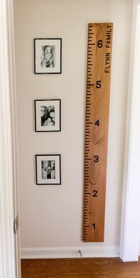 "These beautiful, all hand routed wood growth charts will be cherished family heirloom pieces for you and your children for many years to come. These make great gifts for new moms and dads, grandparents and loved ones. Each growth chart is personally hand crafted by me with a hand router. DETAILS: *1x8 Knotty Pine Board Version w/ left side routed inch marks. * ALL HAND ROUTED * Measures from 6 inches (6\") up to 78 inches (6'6\"), this can be customized. * Dimensions: 72\" long x 7.25\" wide x