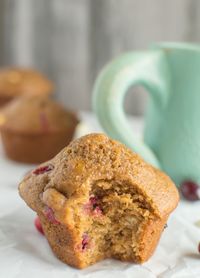 Whole Wheat Orange Cranberry Muffins | healthynibblesandbits.com