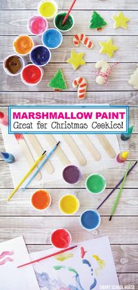 It is Christmas cookie time once again. This year, decorate your Christmas cookies with this incredible marshmallow paint. This paint is easy to make and can be used not only for decorating cookies, but also for letting your kids paint masterpieces. This delicious frosting is easy to make and sure to become a favorite paint for your family. No need to get out those piping tips when you try delicious marshmallow paint for your cookie frosting this year. #cookies #easy #recipe #christmas #create