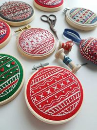 INSTANT DOWNLOAD Xmas Balls x 3 Christmas Hand Embroidery image 5