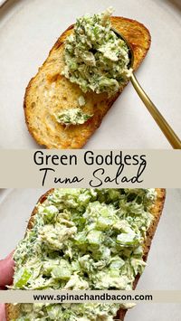 This delicious green goddess tuna salad is a blend of tuna and a creamy herby mayonnaise made with basil, chives, dill, garlic and lemon juice. It is a nutritious tuna salad that feels decadent at the same time. You can even throw a slice of your favorite cheese on top and make yourself a tuna melt!