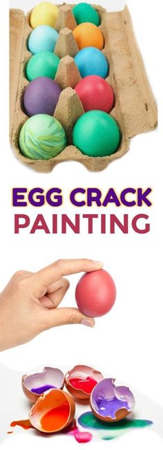 TUTORIAL: HOW TO MAKE PAINT FILLED EGGS. Toss them at canvas for epic kid fun! (Egg Crack Painting)  #paintfilledeggs #eggcrackpainting #kidscrafts #kidsactivities Simple Easter Crafts, Paint Eggs, Filled Eggs, Easter Craft Ideas, Make Paint, Kids Canvas Painting, Cracked Paint, Cracked Egg, Baby Activities