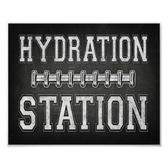 the words hydration station written in white on a blackboard background photo art print