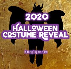 a purple and black halloween costume with the words, 2020 halloween costume reveal on it