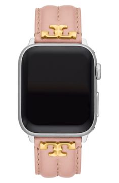 The iconic Tory Burch logo adds branded appeal to a sophisticated leather strap that will elegantly frame your Apple Watch. Apple Watch not included Compatible with Series 1–9 Apple Watch, Series 1–2 Apple Watch Ultra and SE Apple Watch Fits 38–45mm Apple Watch Buckle closure Leather Imported Gold And Silver Apple Watch Band, I Watch Bands For Women, Apple Watch With Bracelets, Apple Watches For Women, Iphone Watch Bands, Tory Burch Watch, Watch Apple, Apple Band, Iphone Watch