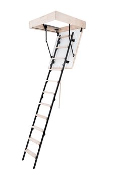 DIMENSIONS: With the size of 31.5 x 23 inches and a rough opening of 32.28 x 24.41 inches, our loft ladder will fit in every space, and a height of 102.4 inches will reach the ceiling in most rooms. INSULATION: Our attic stairs have 1 seal and 1 inch thick hatch to provide insolation of R-value equal to 4.65. CAPACITY: Our attic ladders are sturdy and reliable with maximum weight of 352 lbs. STAIRLUXE Metal Folding Attic Ladder 8-ft to 8.54-ft (Rough Opening: 24.41-in x 32.29-in) with 352-lb Cap Attic Lift Diy, Attic Stairs Pull Down, Attic Lift, Attic Shelves, Stair Ladder, Attic Ladder, Attic Stairs, Folding Ladder, Loft Ladder